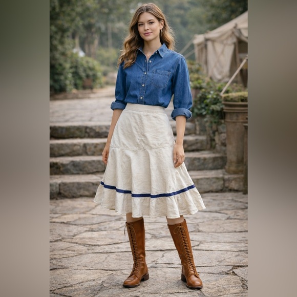 Ralph Lauren Dresses & Skirts - Ralph Lauren Purple Label Linen Flounce Skirt Italy | Size 8